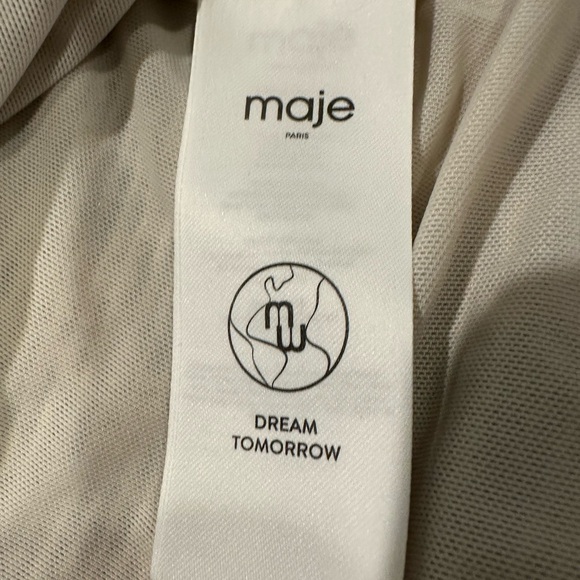 Maje Elegant Blue and Cream Long Sleeve Dress - Picture 4 of 6